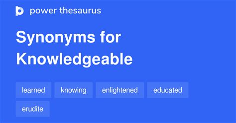 synonym for knowledgeable|KNOWLEDGEABLE in Thesaurus: 1000+ Synonyms & Antonyms .